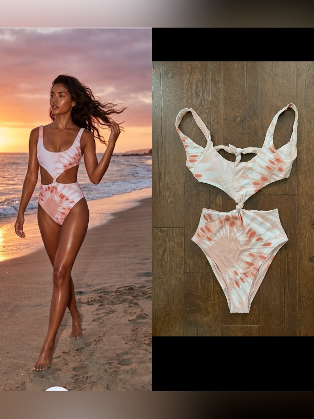 NWT Aerie Tie Dye Side Cut Out One Piece Bathing Swim Suit. Small